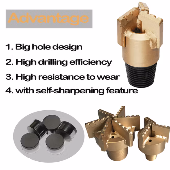 PDC Rock Bits 3 Wings Step Drag Bit Drag Drill Bits Diamond Bit for Rock Drilling Coal Mining