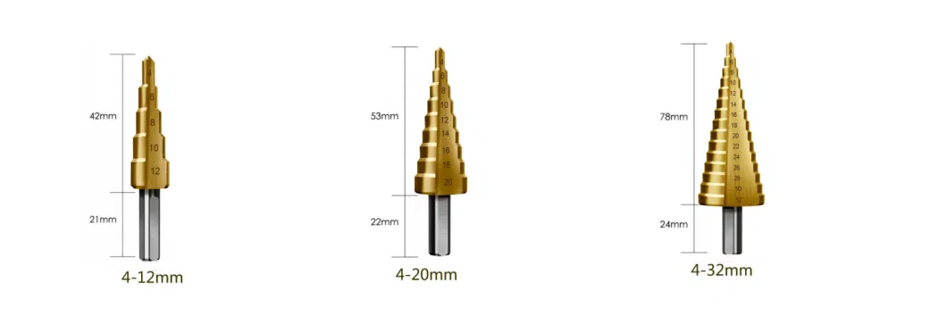 HSS Titanium Spiral Groove Hexagonal Handle Step Drill Bit with Electric Tool Woodworking